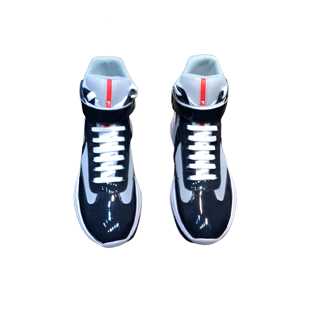 PRADA Men's Glossy High-Top Sneakers