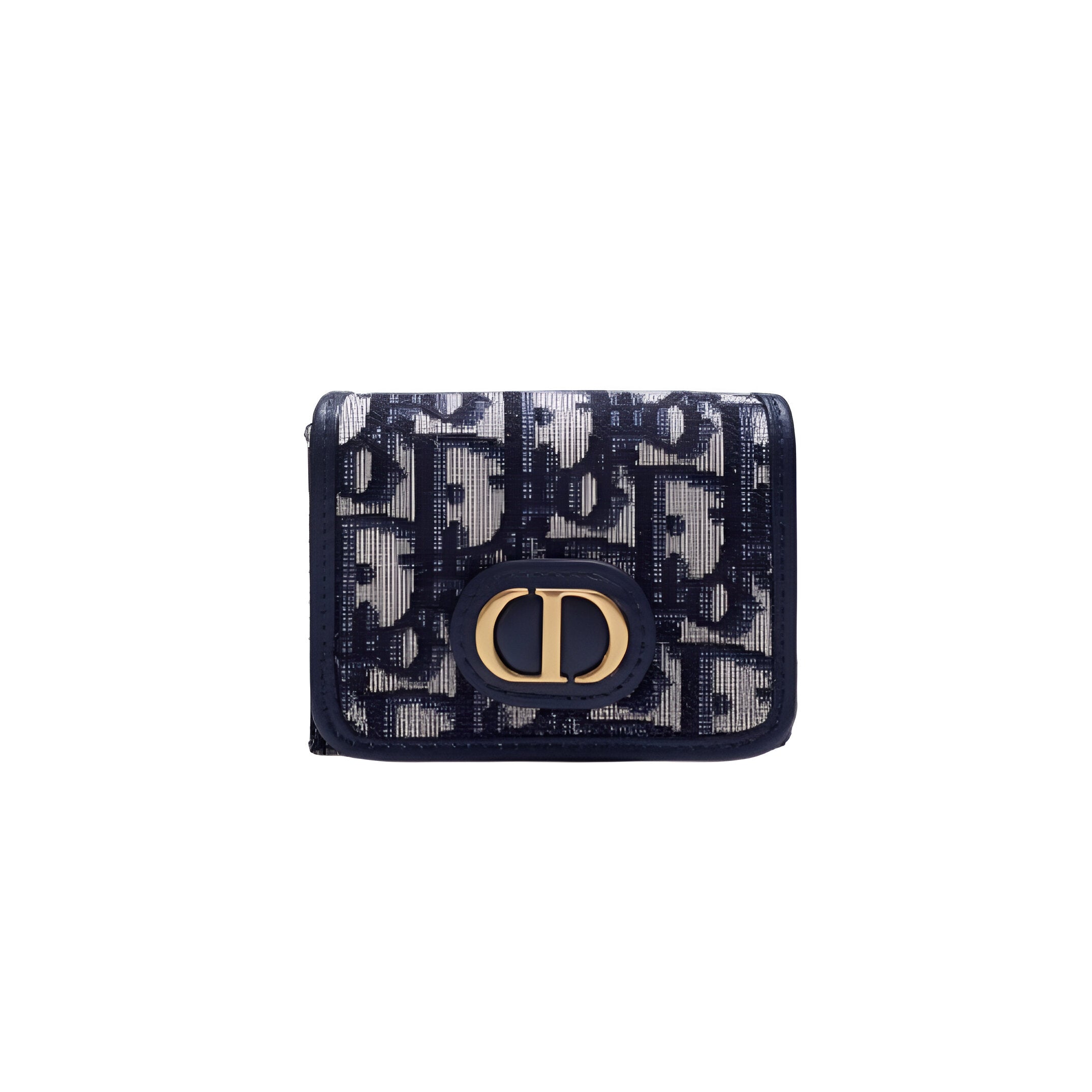 DIOR Navy Blue Monogram Compact Wallet