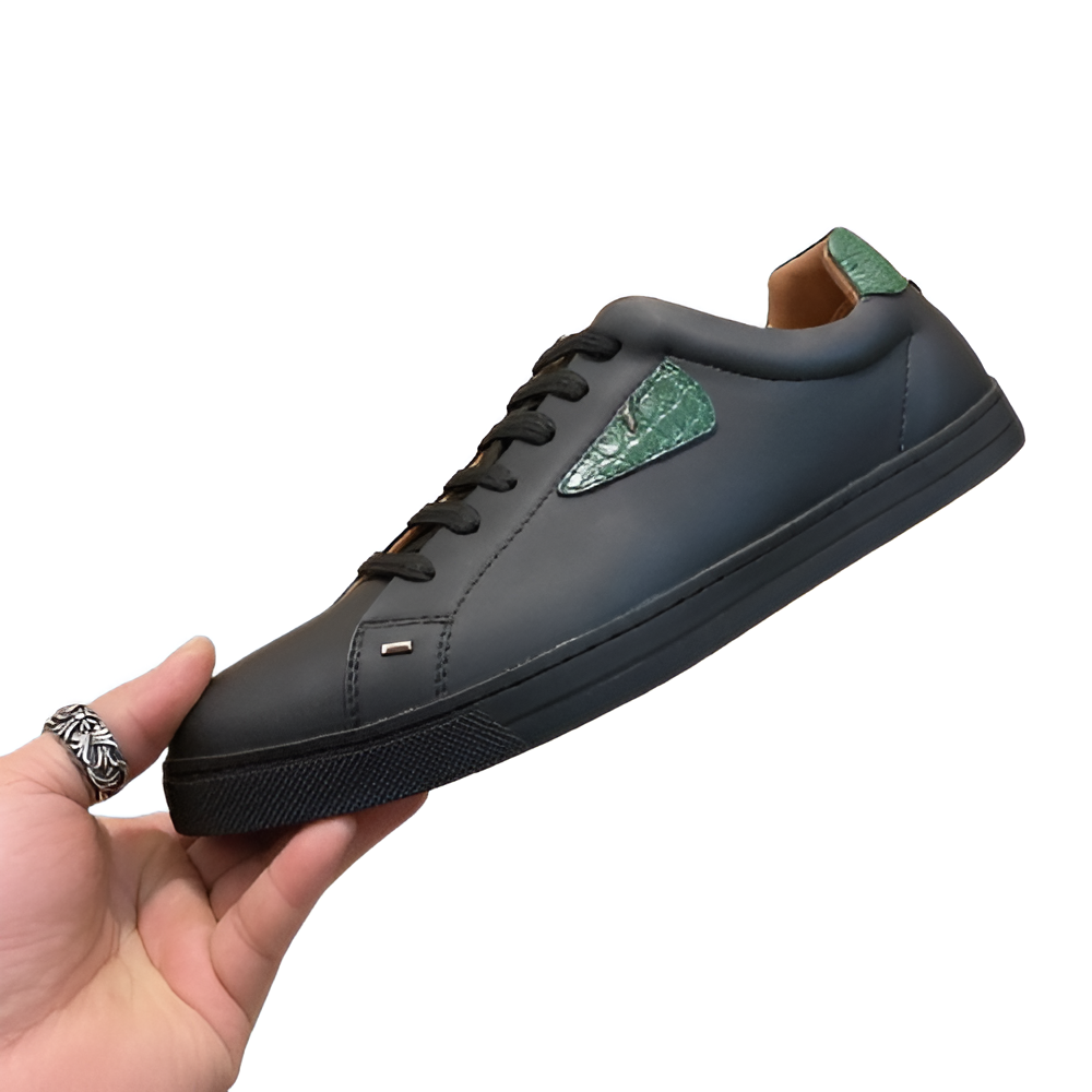 Fendi Men's Black & Green Accent Sneakers