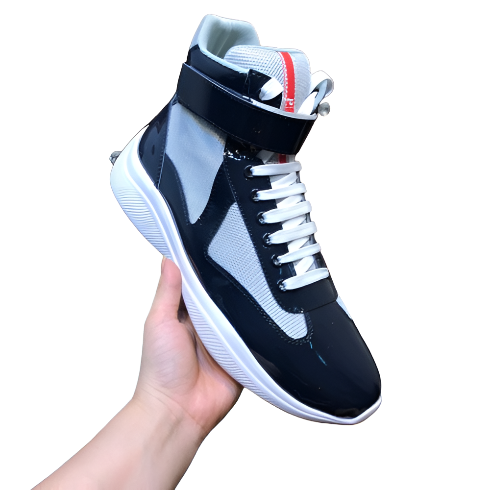PRADA Men's Glossy High-Top Sneakers