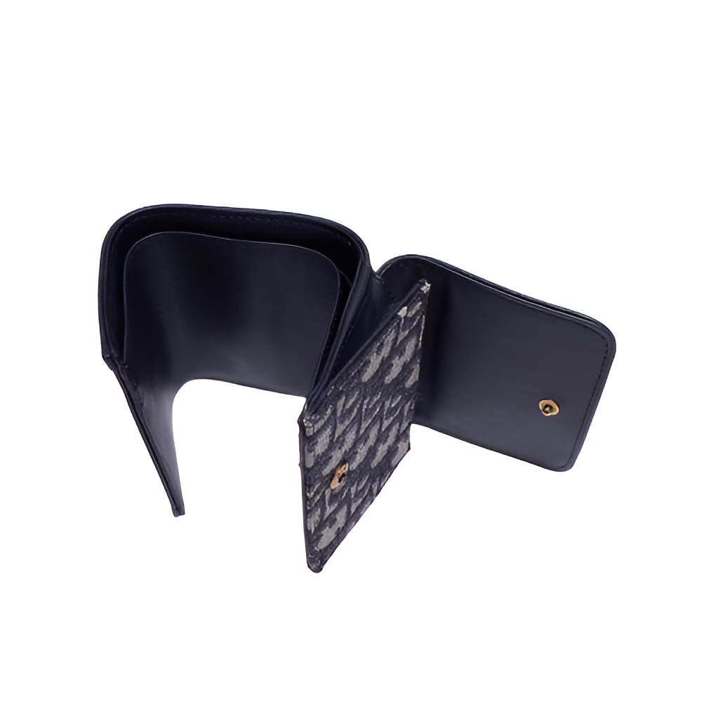 DIOR Navy Blue Monogram Compact Wallet