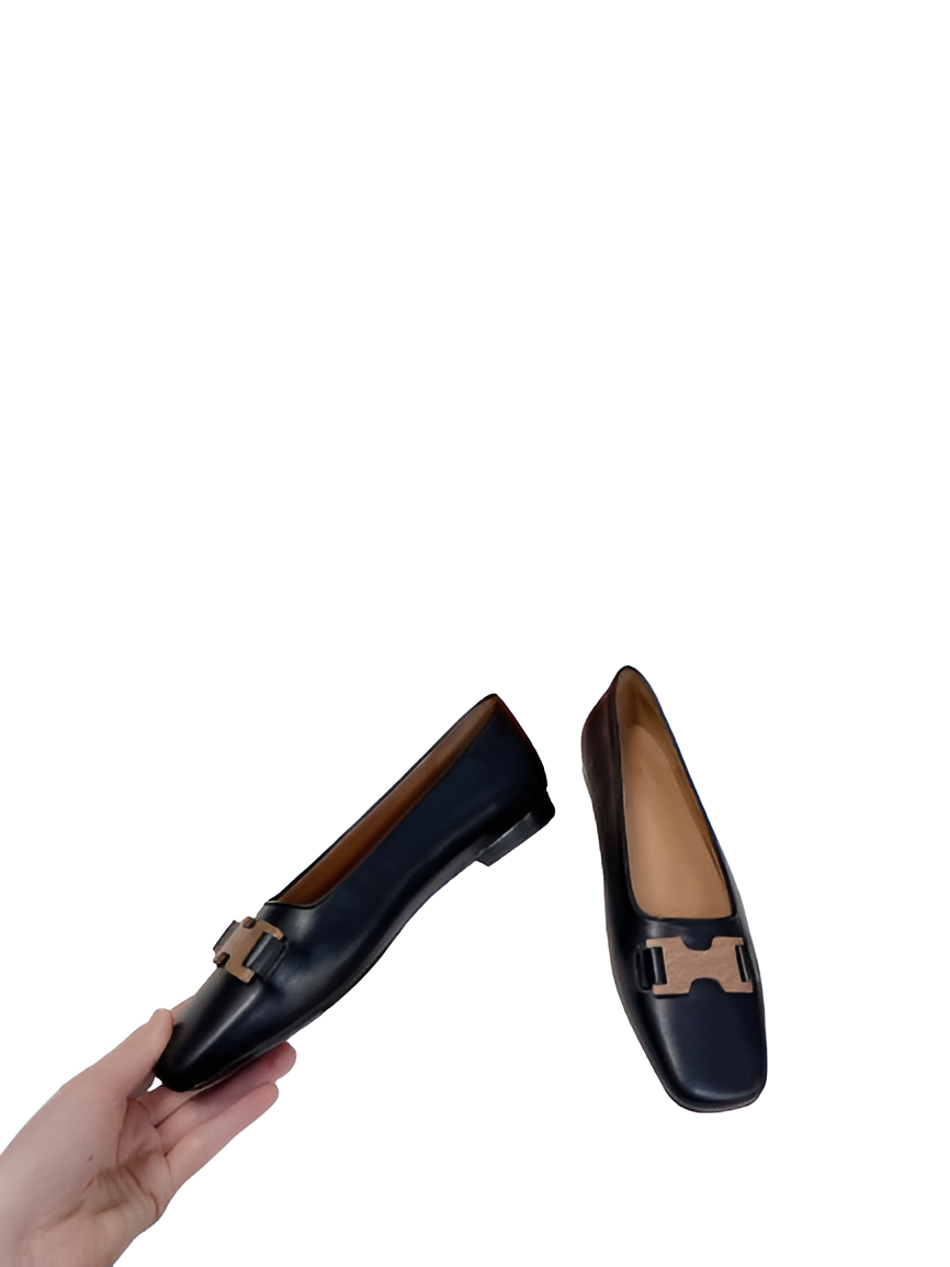 Hermes Women's Black Leather Loafers