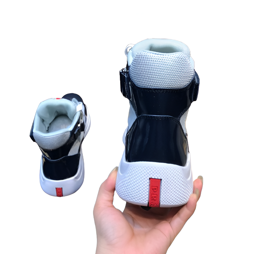 PRADA Men's Glossy High-Top Sneakers