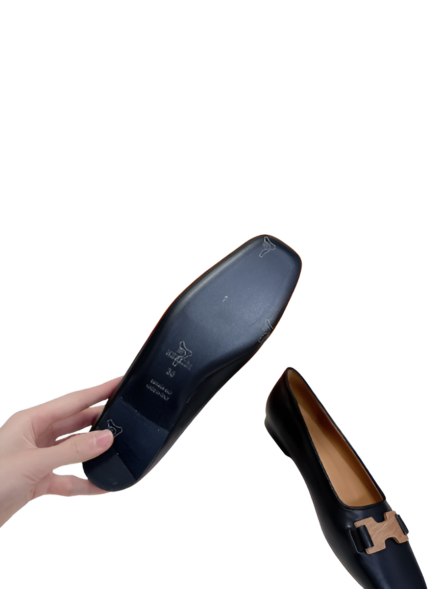 Hermes Women's Black Leather Loafers