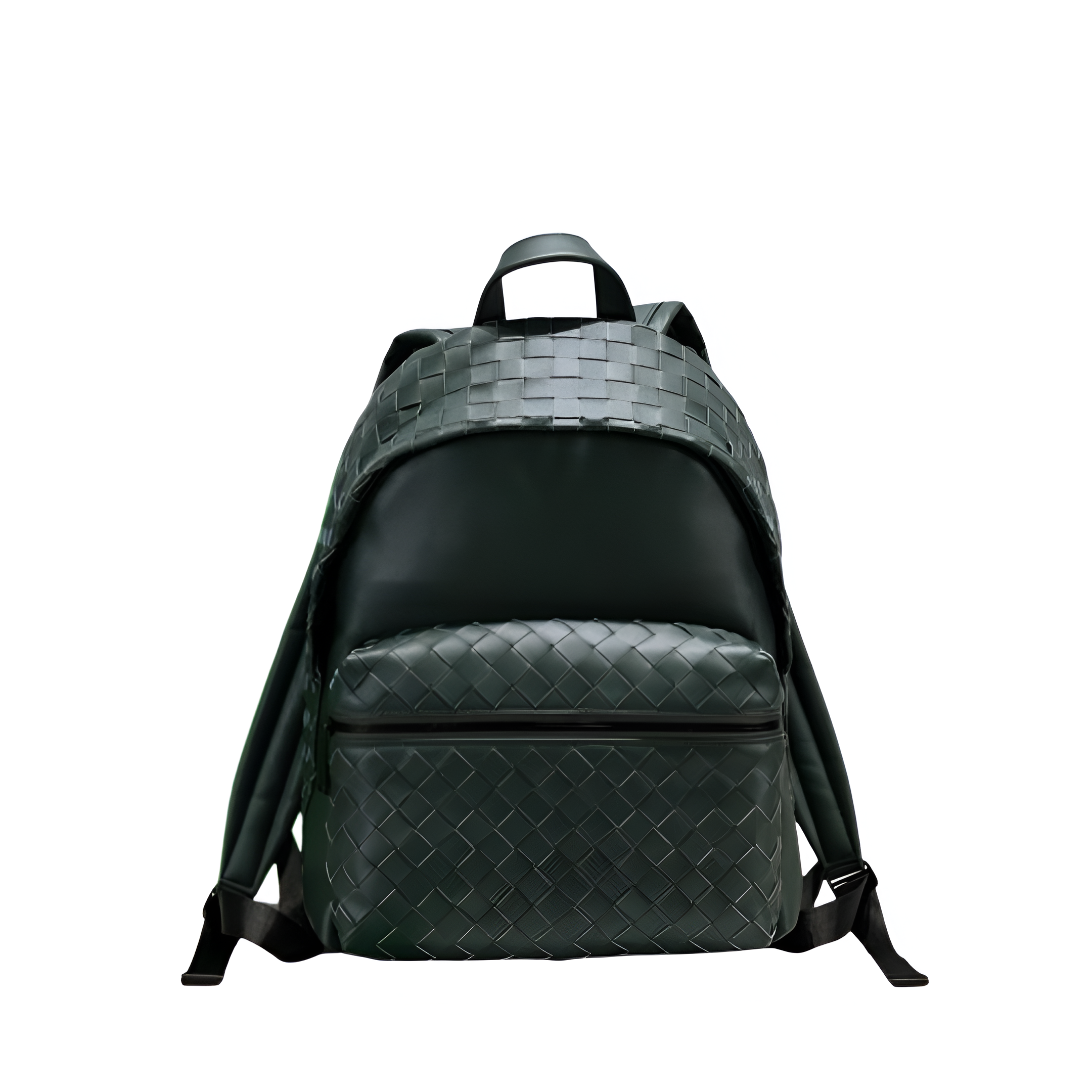 Bottega Green Woven Leather Backpack