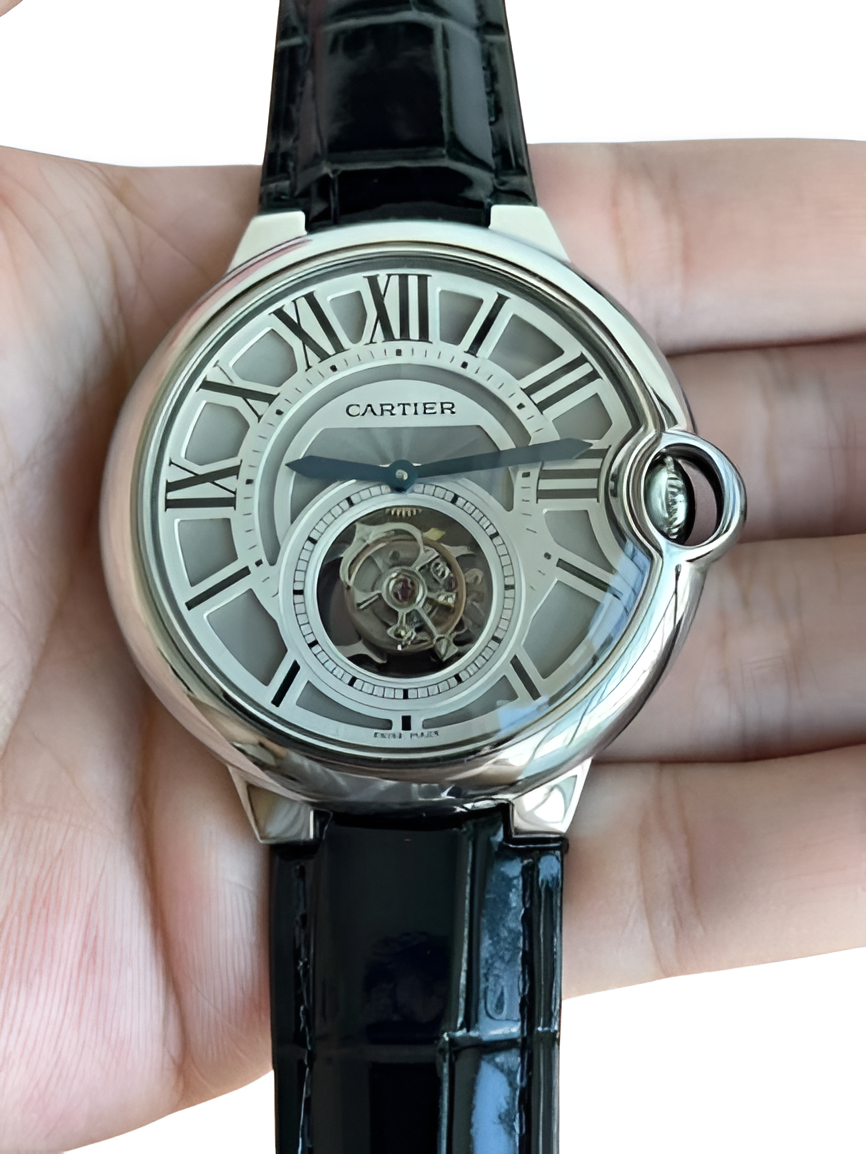 Cartier Ballon Bleu Tourbillon Black Leather