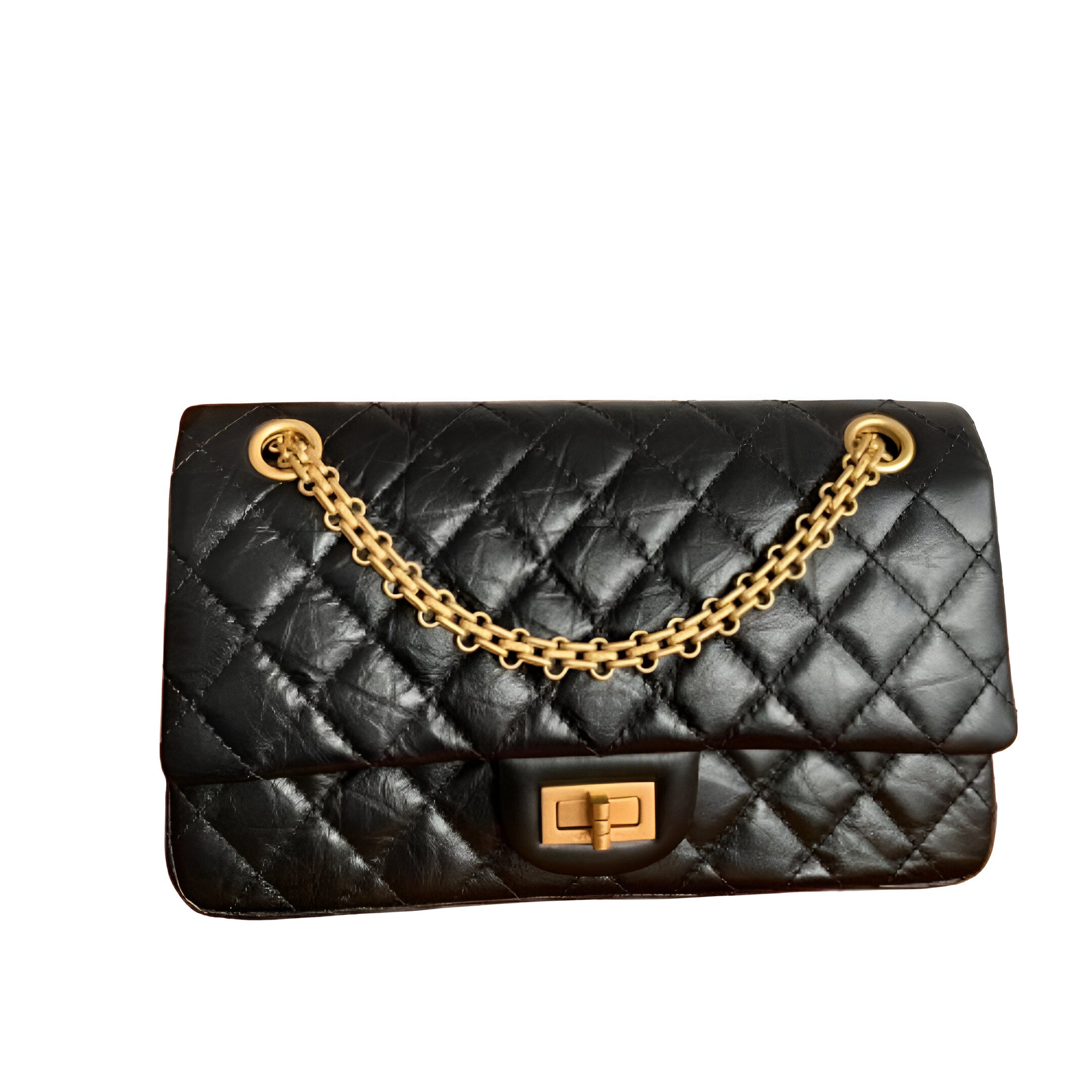 Chanel-Inspired Black Quilted Flap Bag with Gold Chain
