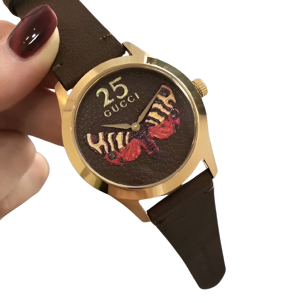 Brown Embroidered Heart Watch - Women's Edition