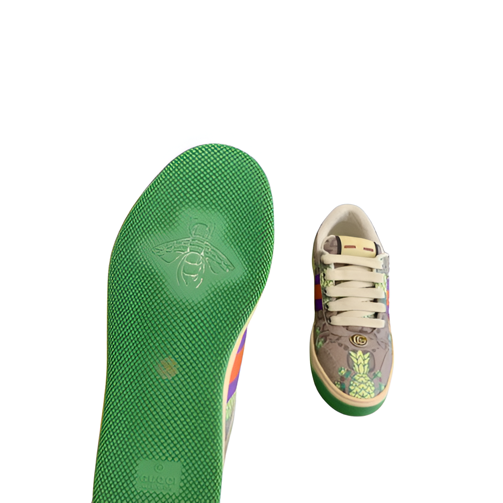GUCCI Men's Pineapple Print Sneakers with Green Soles
