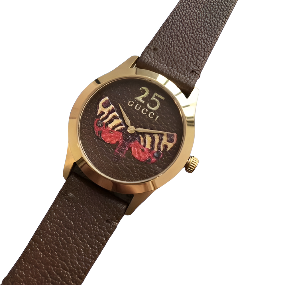 Brown Embroidered Heart Watch - Women's Edition