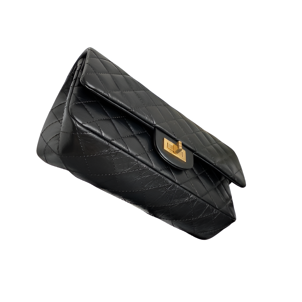 Chanel-Inspired Black Quilted Flap Bag with Gold Chain