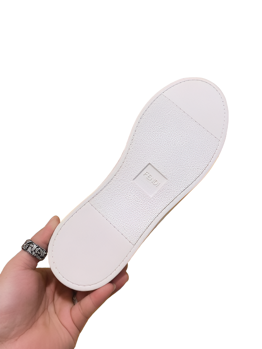 Fendi Women's White Laser-Cut Leather Sneakers