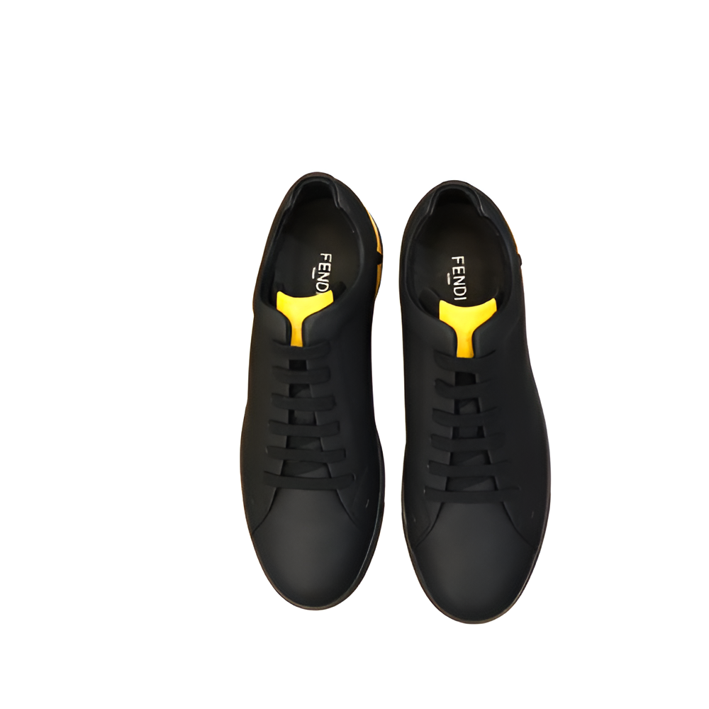 Fendi Black Men's Sneakers with Yellow Accent