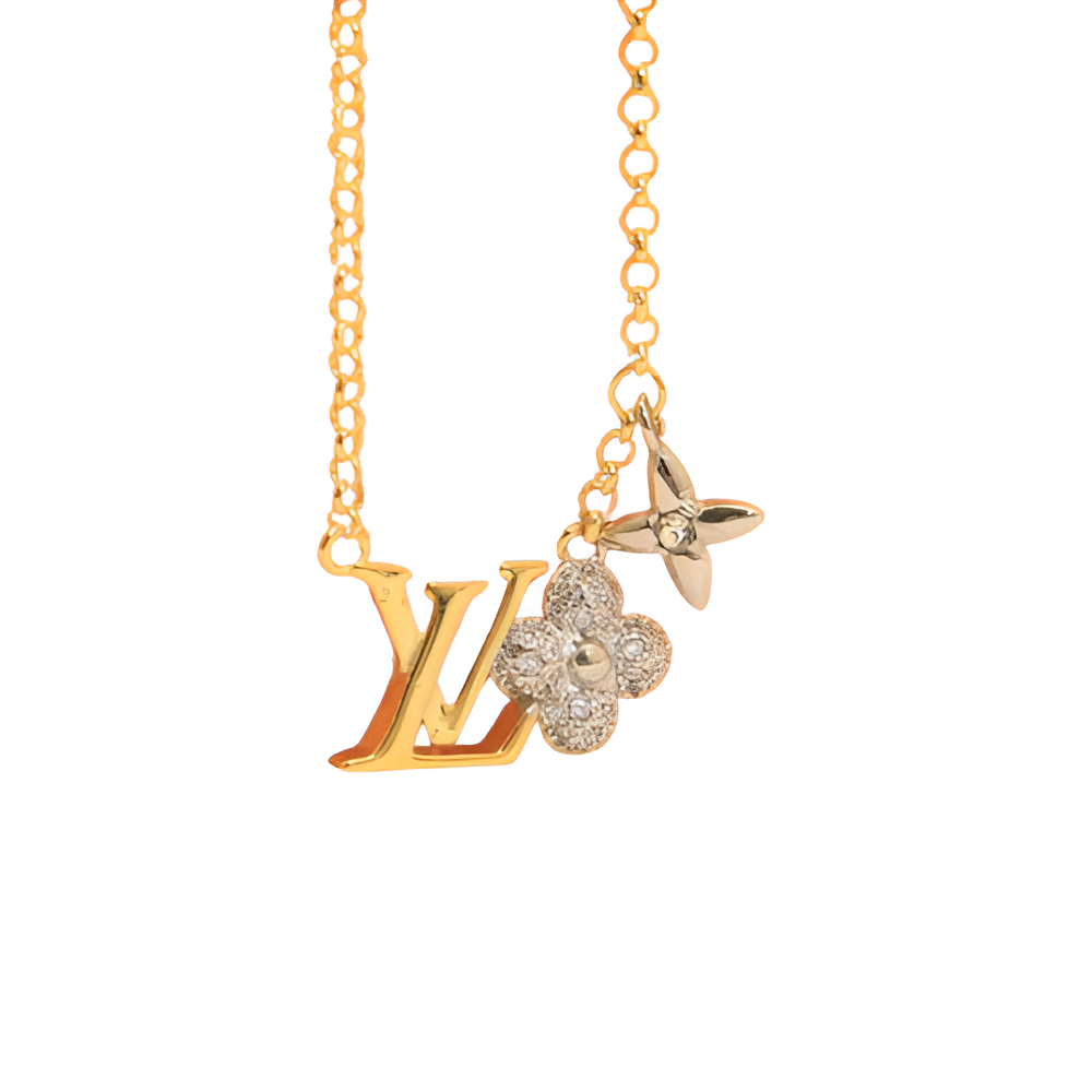 LV Gold Charm Necklace